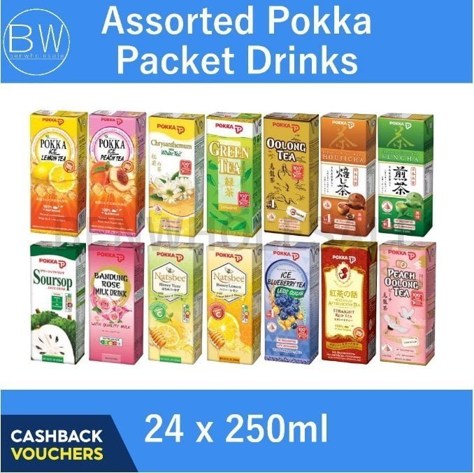 24 x 250ml .🧃Assorted Pokka Packet Drinks (Carton Bundle) (Green Tea/ Lemon Tea/ Oolong Tea/ Peach Tea/ Houjicha/ Chrysanthemum) .🛒Clearance Price $1.99👇